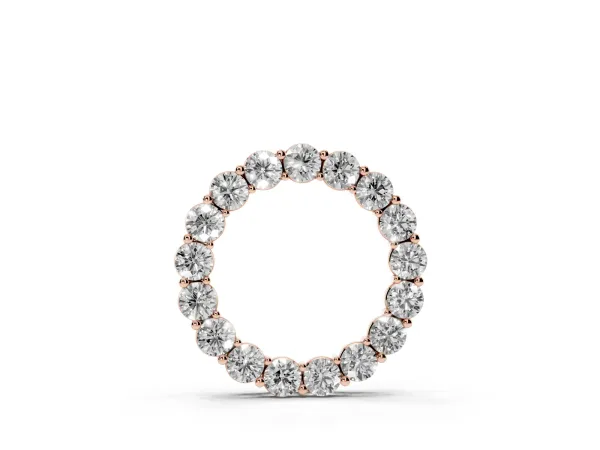 Round Diamond Circle Pendant with Prong Setting Rose gold