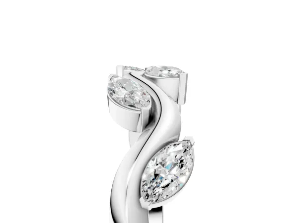 Marquise Diamond Twisted Band with Prong Setting Platinum