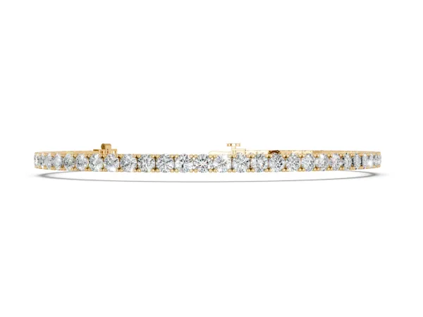 Round Diamond Tennis Bracelet with Prong Setting in White Gold Yellow gold