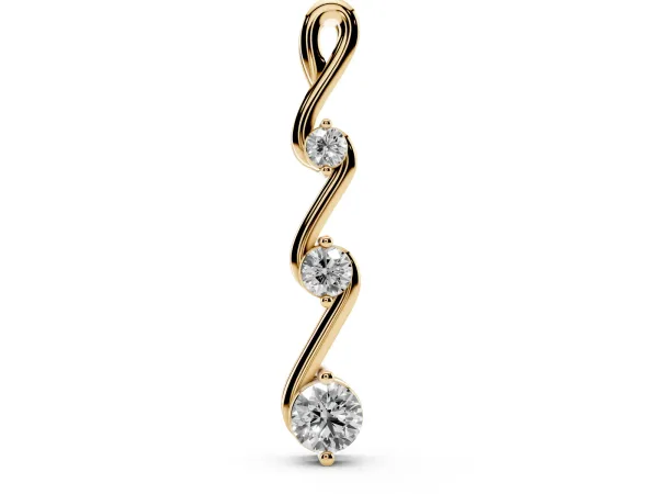 Three-Stone Round Brilliant Prong Set Pendant Yellow gold