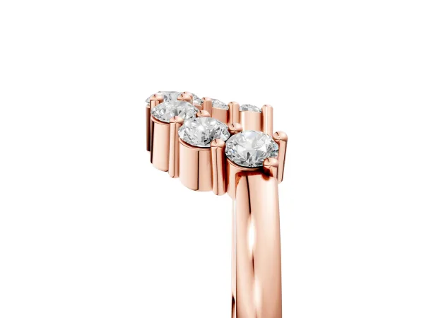Curved Round Diamond Pave Band with Prong Setting Rose gold