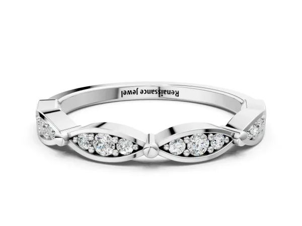 Marquise Diamond Pavé Eternity Band with Bezel Setting White gold