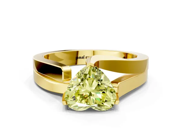 Fancy Yellow Modern Tension Set Heart Cut Diamond Solitaire Wide Band Ring Yellow gold