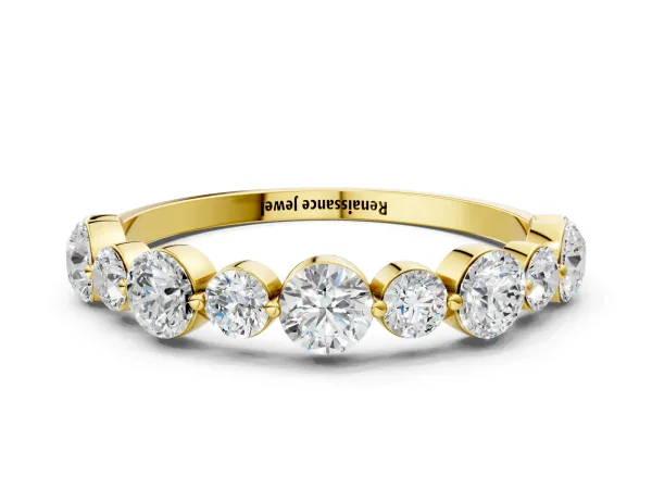Round Diamond Scalloped Prong Set Eternity Band Yellow gold