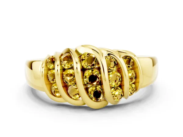 Round Yellow Sapphire Multi-Row Crossover Band Yellow gold