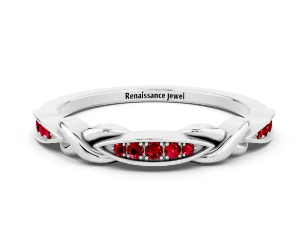 Twisted Marquise Ruby Pavé Band with Shared Prong Setting Platinum