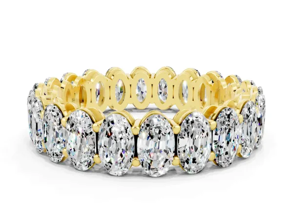 Oval Cut Moissanite Eternity Band with Shared Prong Setting Yellow gold