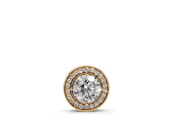 Halo Round Diamond Four-Prong Pendant Yellow gold