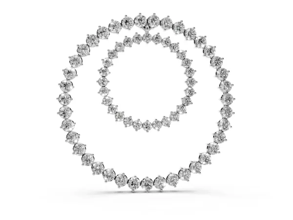 Round Moissanite Double Halo Prong Set Pendant White gold