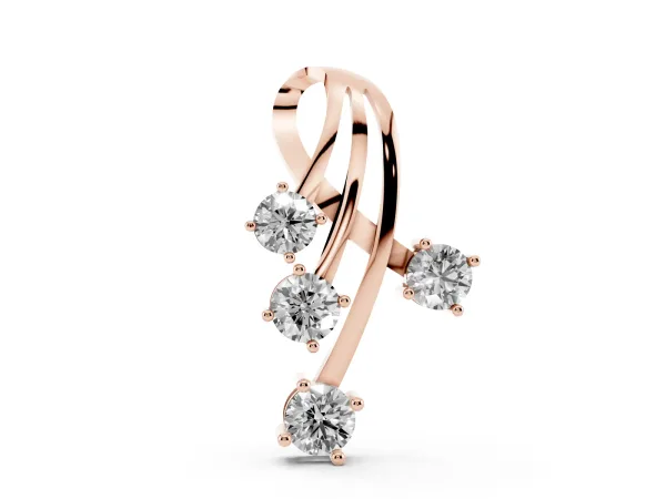 Four-Stone Round Diamond Prong-Set Pendant Rose gold