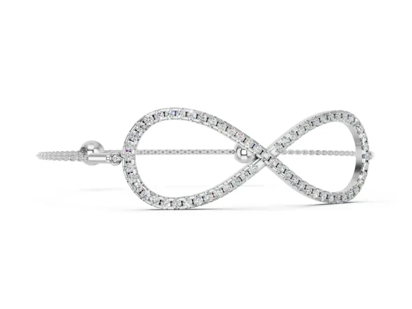 Pavé Round Diamond Infinity Chain Bracelet with Bezel Setting White gold