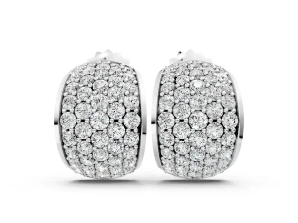 Pavé Round Diamond Huggie Earrings with Prong Setting Silver