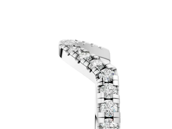 Diamond Curved Pavé Round Stone Contour Band Platinum