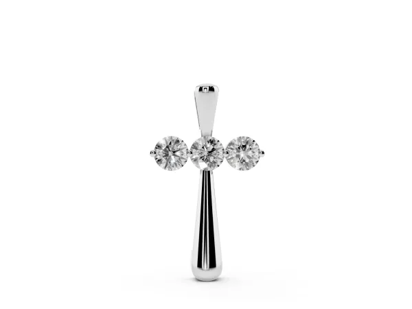 Round Brilliant Three-Stone Prong Set Pendant Silver