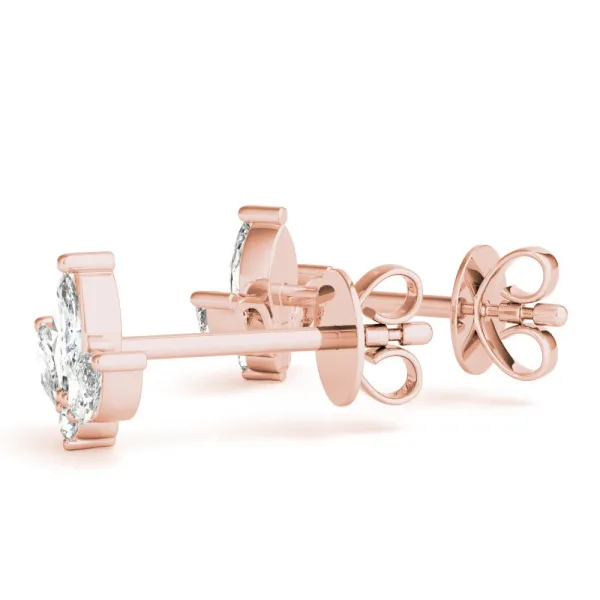 Marquise Cluster Stud Earrings with Round Prong Setting Rose gold