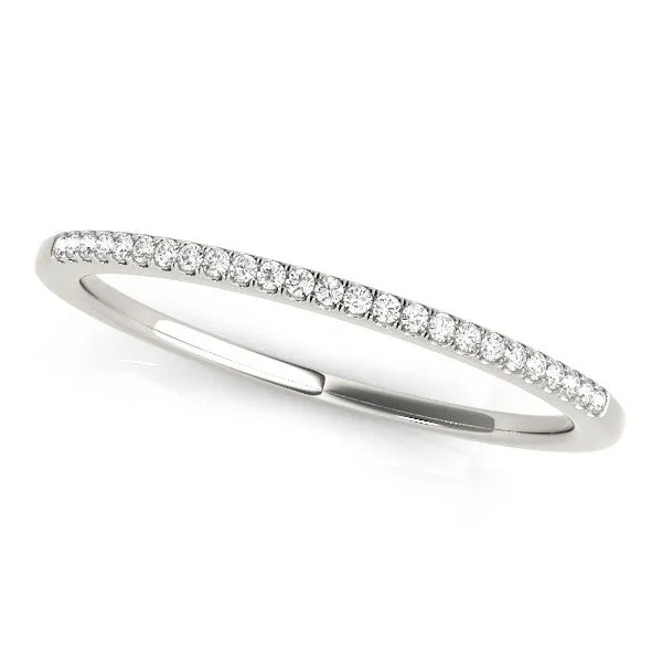 Round Diamond Pavé Set Slim Band with Shared Prong Setting White gold