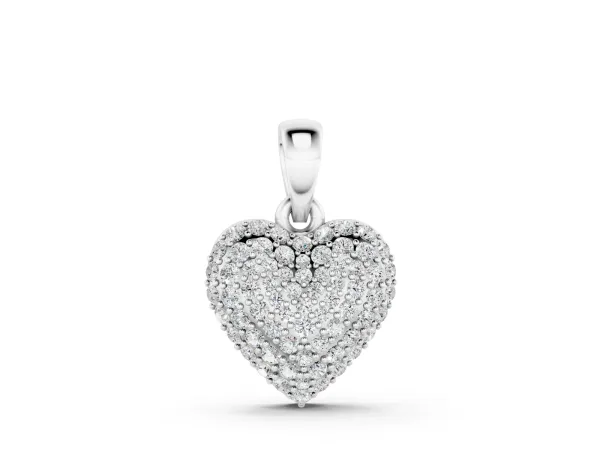 Heart Diamond Pendant with Pavé Setting Silver