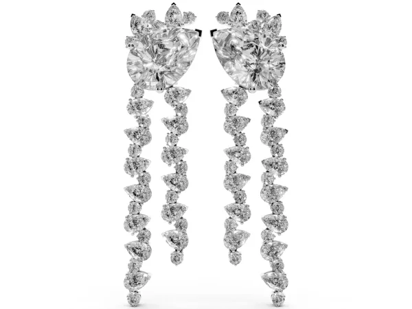 Pear Diamond Drop Earrings with Trilliant Diamond Cascades Platinum