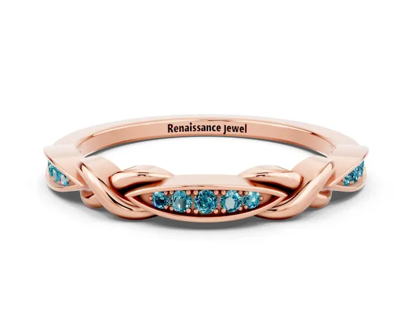 Twisted Marquise Blue Topaz Pavé Band with Shared Prong Setting Rose gold