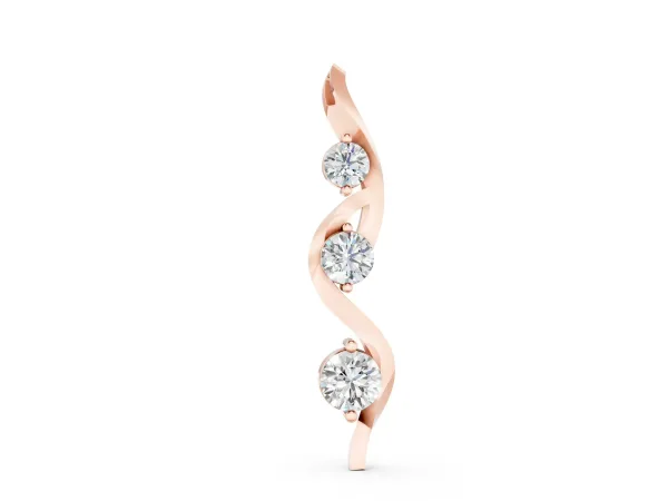 Three-Stone Round Prong-Set Swirl Pendant Rose gold