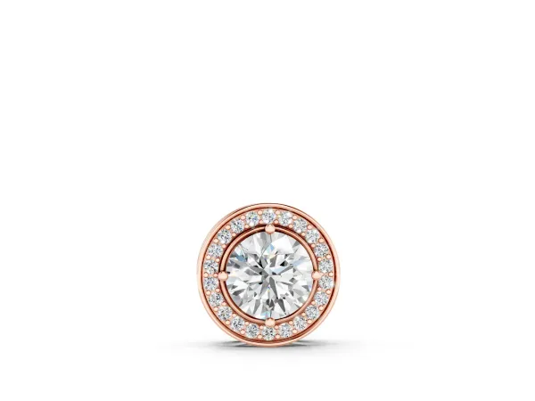 Halo Round Diamond Four-Prong Pendant Rose gold