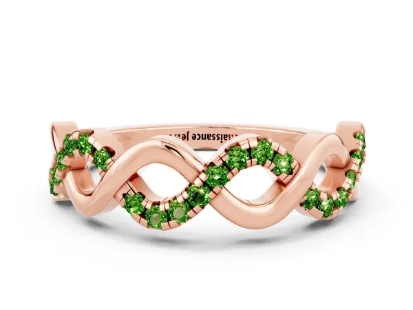 Twist Infinity Round Peridot Band with Pavé Setting Rose gold