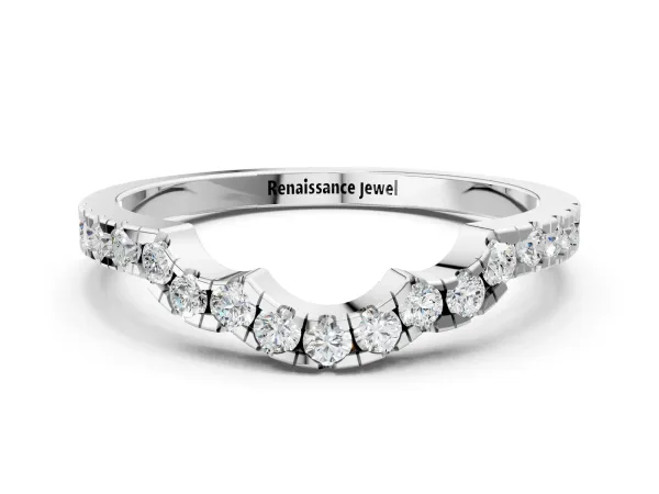 Curved Diamond Pavé Round-Cut Contour Band White gold