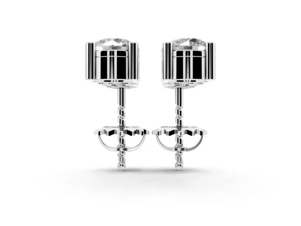 Three-Stone Round Cut Drop Earrings with Prong Setting White gold