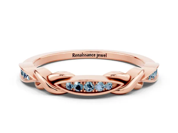 Twisted Marquise Aquamarine Pavé Band with Shared Prong Setting Rose gold