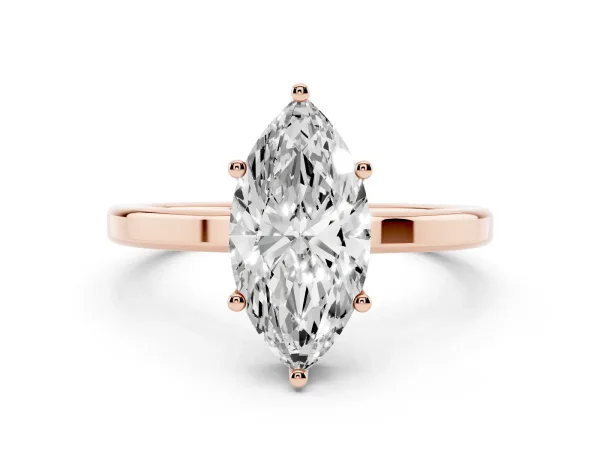 Marquise Cut Cut Solitaire Engagement Ring with Four-Prong Setting on a Classic Band Rose gold