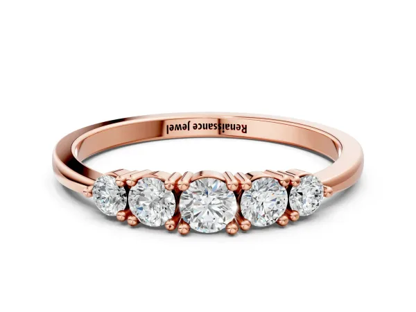 Round Brilliant Diamond Half-Eternity Band with Prong Setting Rose gold