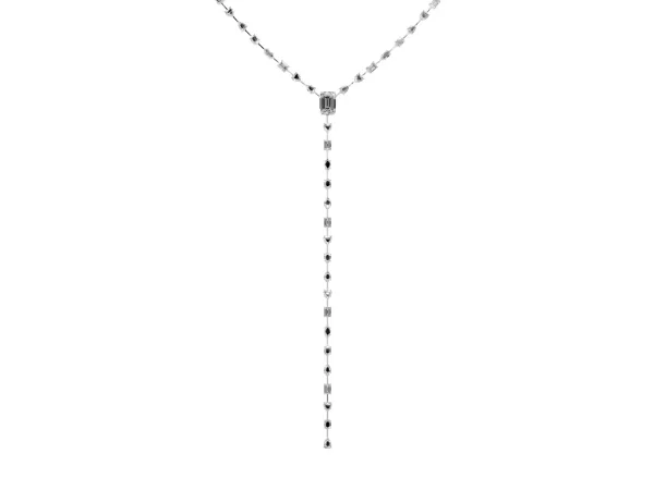 Mixed Shape Diamond Lariat Necklace with Station Accents White gold