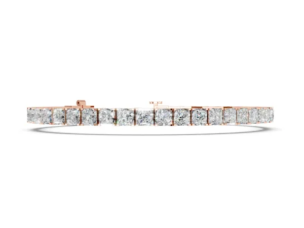 Princess Cut Diamond Tennis Bracelet with Channel Setting Rose gold