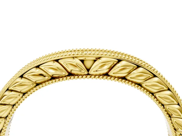 Milgrain Round Diamond Curved Eternity Band with Pavé Setting Yellow gold