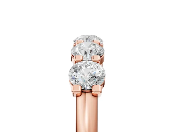 Round Cut Diamond Half Eternity Band with Prong Setting Rose gold