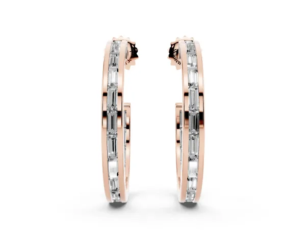 Baguette Diamond Channel-Set Inside-Out Hoop Earrings Rose gold