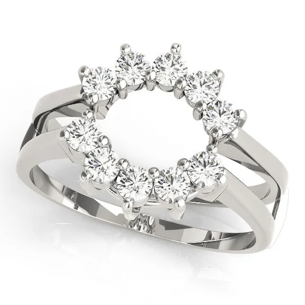 Round Diamond Open Circle Split Shank Prong Setting Ring Platinum