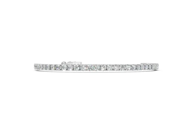 Round Cut Diamond Tennis Bracelet with Box Chain and Four-Prong Setting White gold