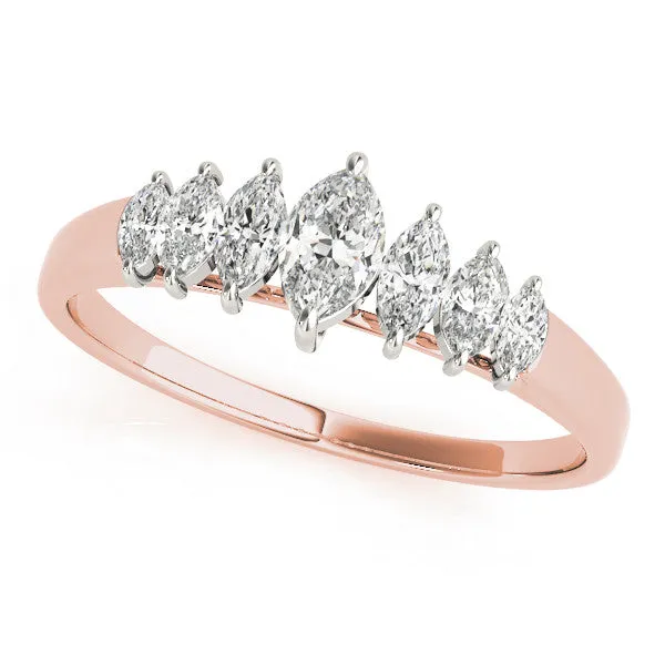 Marquise Diamond Prong Set White Gold Band Rose gold