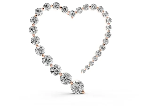 Round Diamond Heart Pendant with Prong Setting Rose gold