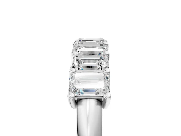 Emerald Cut Diamond Prong-Set Half Eternity Band Platinum