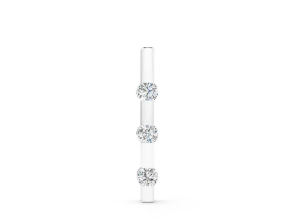 Three-Stone Round Diamond Bar Pendant with Channel Setting Silver