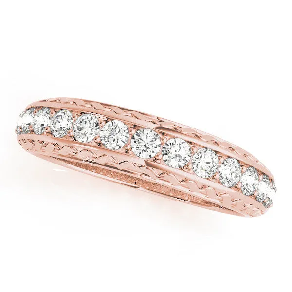 Round Diamond Channel Set Milgrain Eternity Band Rose gold