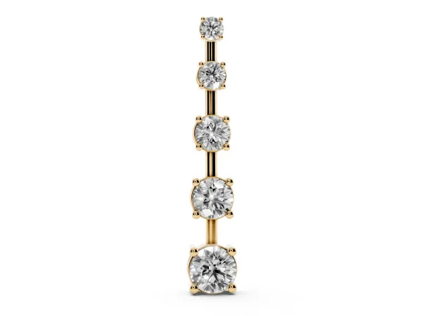 Vertical Bar Pendant with Round Brilliant Diamonds in Prong Setting Yellow gold
