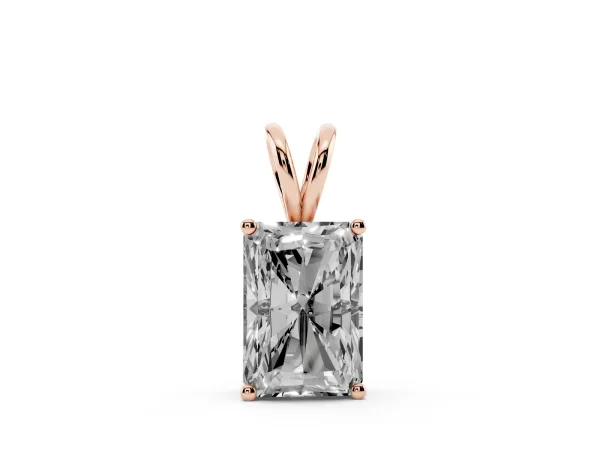 Radiant Diamond Solitaire Pendant with Four Prong Setting Rose gold