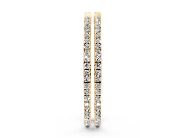 Round Cut Pave Diamond Hoop Earrings with Prong Setting Yellow gold