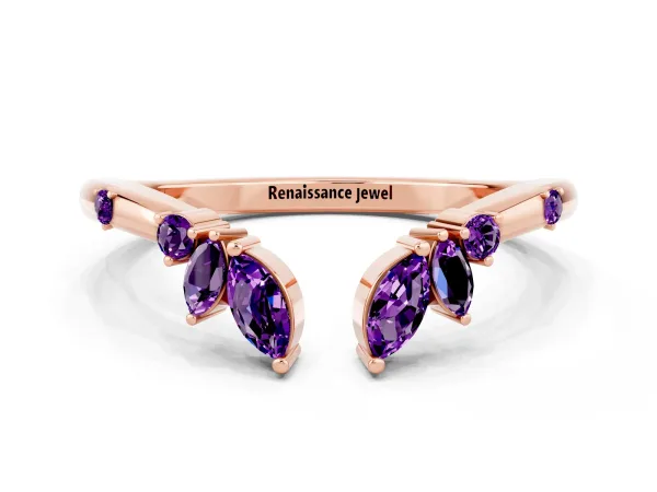Open Marquise Cluster Amethyst Band with Prong Setting Rose gold