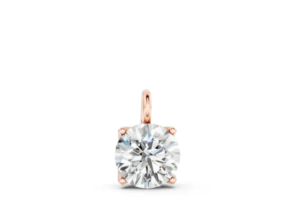 Round Solitaire Pendant with Four-Prong Setting Rose gold