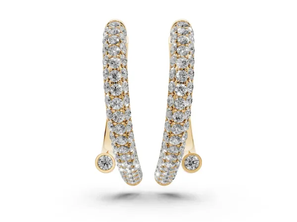 Round Diamond Vega Bypass Hoop Earrings Yellow gold