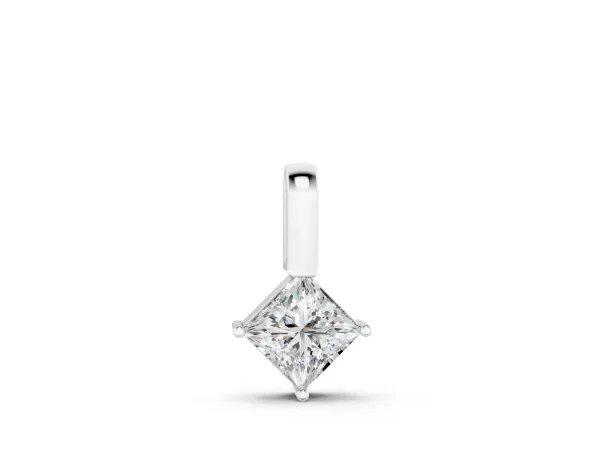 Princess Cut Bezel Set Diamond Pendant White gold